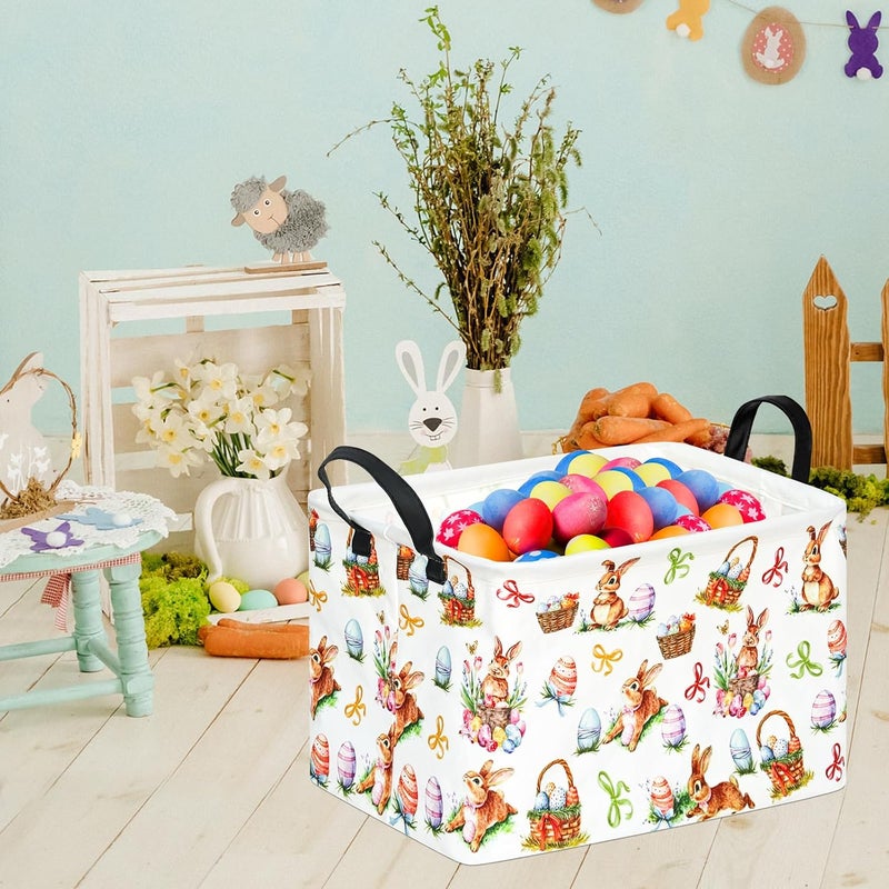 KUNRO Easter Basket Gift Storage Basket Rectangle Storage Organizer for Nursery Hamper Home Bedroom Laundry Hamper Shelf Baskets. - Image 4